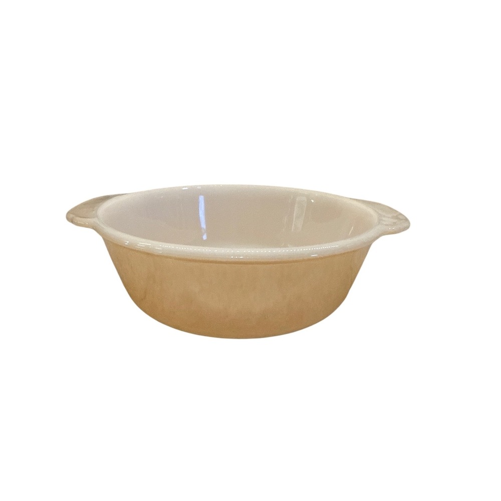 Fire-King Peach Lusterware Casserole Dish Round Milk Glass Laurel 7.5 Inch Bowl‎